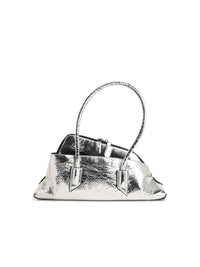 The Attico 'Top Handle La Passeggiata Small' Silver Leather Bag