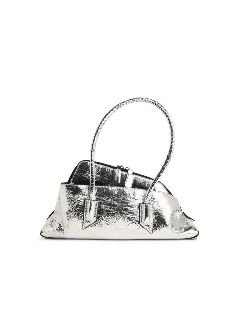 The Attico 'Top Handle La Passeggiata Small' Silver Leather Bag