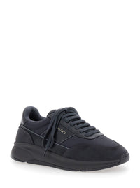 'Genesis Neo Runner' Black Low Top Sneakers With Logo Lettering On Tongue And Heel In Leather Blend Man
