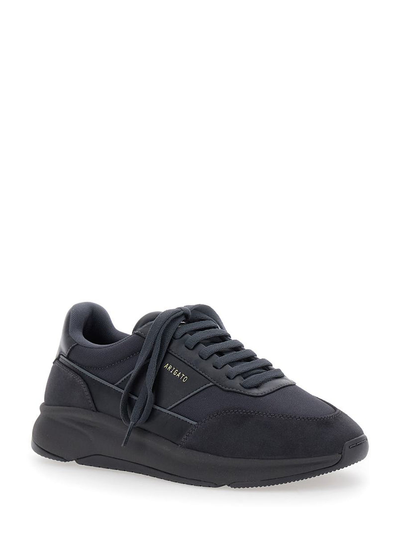'Genesis Neo Runner' Black Low Top Sneakers With Logo Lettering On Tongue And Heel In Leather Blend Man