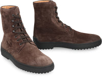 Tod'S Lace-Up Suede Ankle Boots