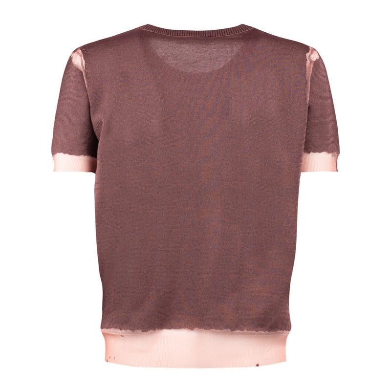 Roberto Collina Brown Cotton Blend Devoré Pullover