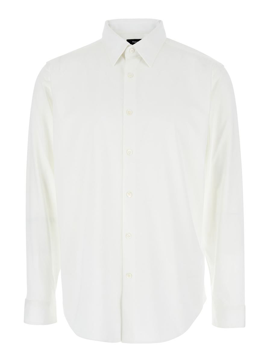'Sylvain' White Shirt With Pointed Collar In Cotton Blend Man