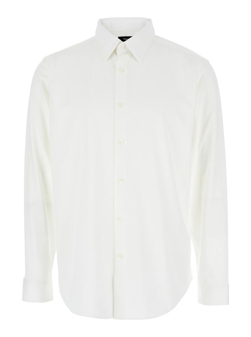 'Sylvain' White Shirt With Pointed Collar In Cotton Blend Man