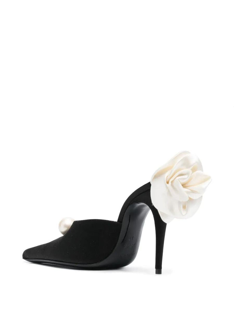 Magda Butrym "Flower" Heel Mules Satin Shoes