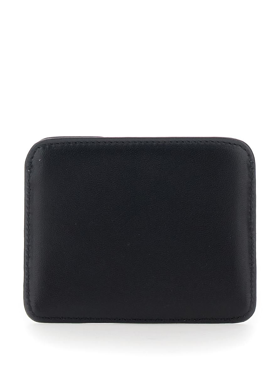 Black Card Holder With Orb Detail On The Front And Stud Embellishments On The Front In Leather Woman
