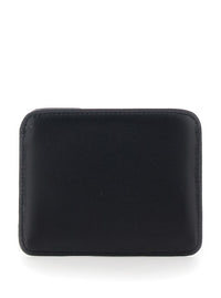 Black Card Holder With Orb Detail On The Front And Stud Embellishments On The Front In Leather Woman