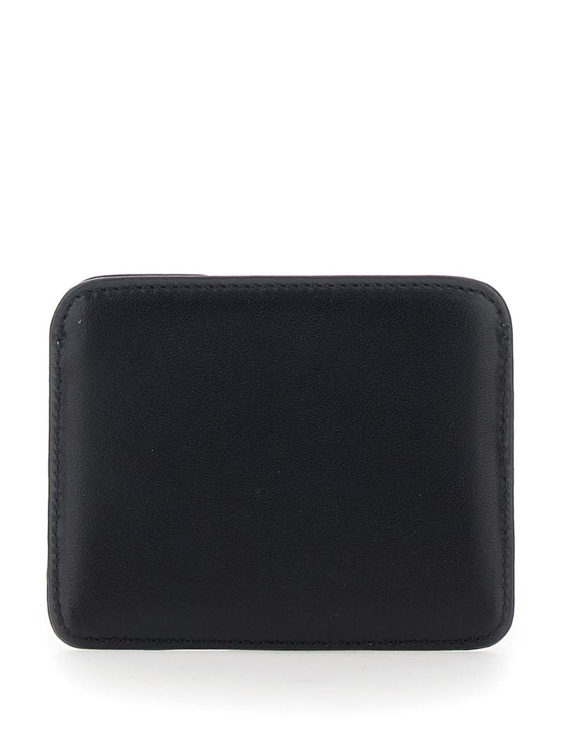 Black Card Holder With Orb Detail On The Front And Stud Embellishments On The Front In Leather Woman