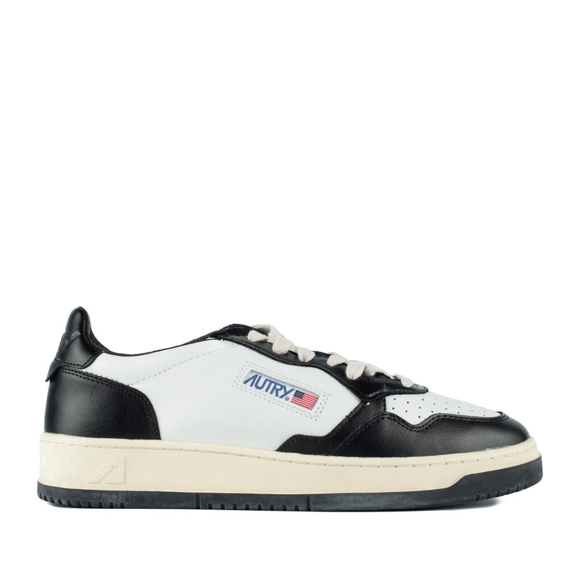 Autry Black And White Leather Two-Tone Medalist Low Sneakers