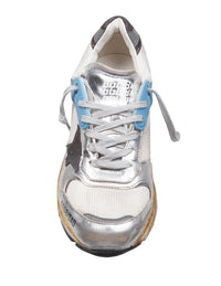Golden Goose Upper In White Mesh And Silver Laminated Leather