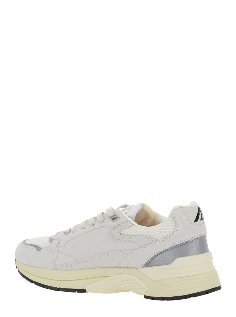 'Hyperway' White Low Top Sneakers With Logo Patch On Tongue And Side In Tech Fabric Man