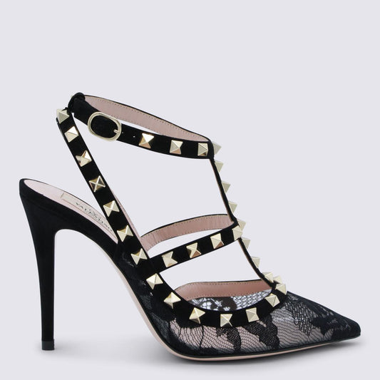 Valentino Garavani Black Leather Rockstud Pumps