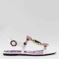 Dolce & Gabbana White And Violet Leather Sandals