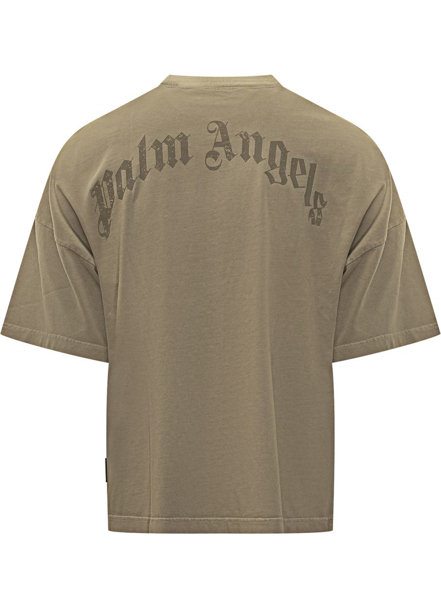 Palm Angels Palm Angels Green Logo Neck T-Shirt