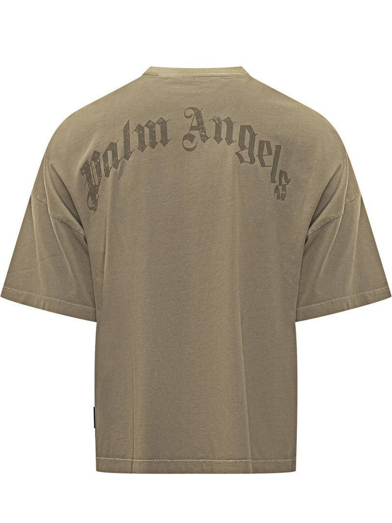 Palm Angels Palm Angels Green Logo Neck T-Shirt