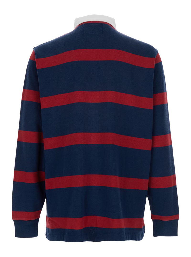 "Rugby" Multicolor Polo Shirt With Logo Embroidery On The Front And All-Over Striped Motif In Cotton Man