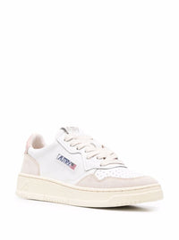 'Medalist' White Low Top Sneakers With Blue Suede Details In Leather Woman