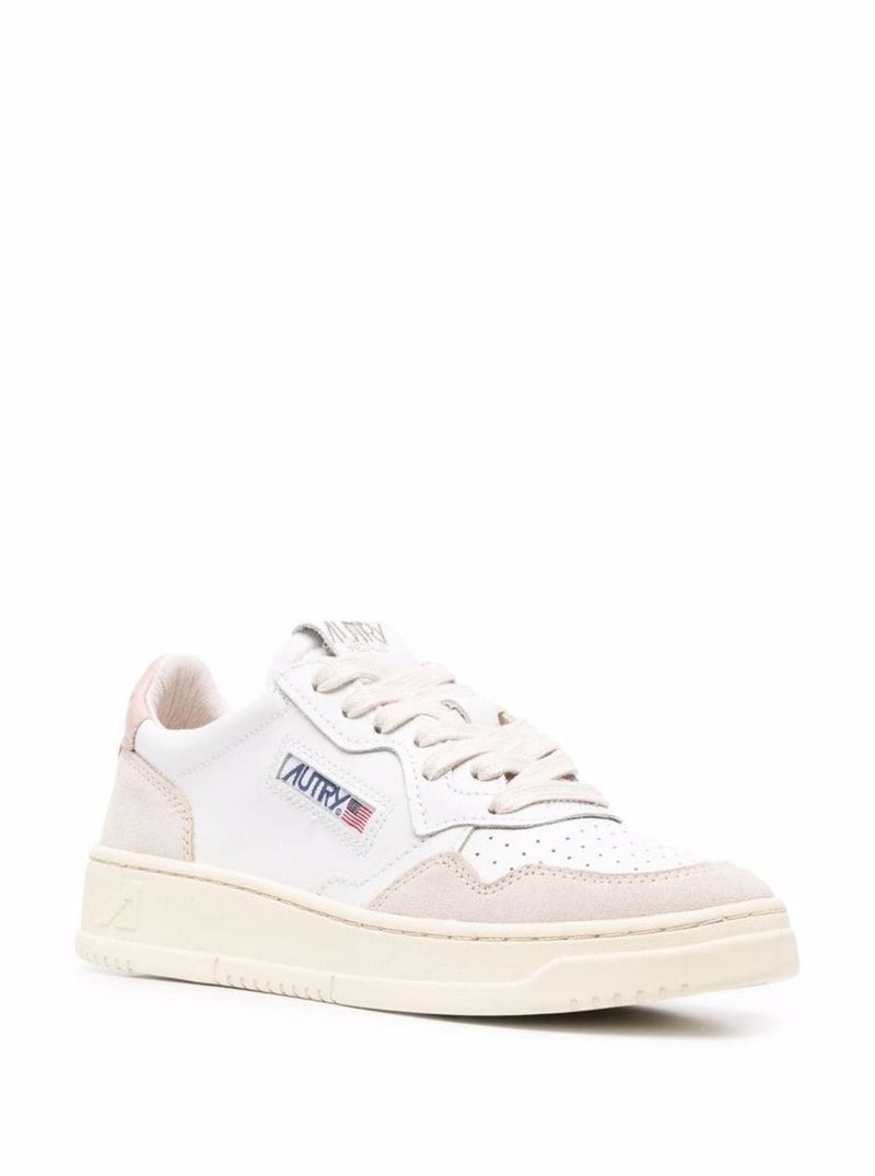 'Medalist' White Low Top Sneakers With Blue Suede Details In Leather Woman