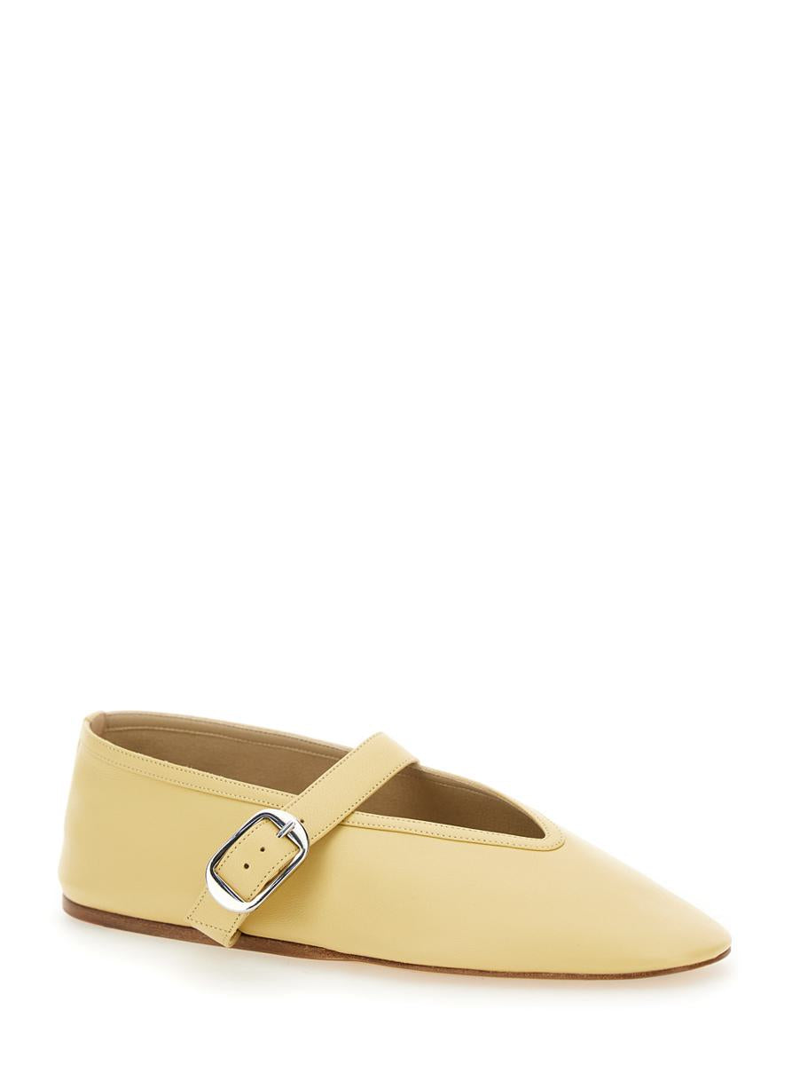 'Stella' Yellow Ballerinas With With Buckle Strap In Leather Woman