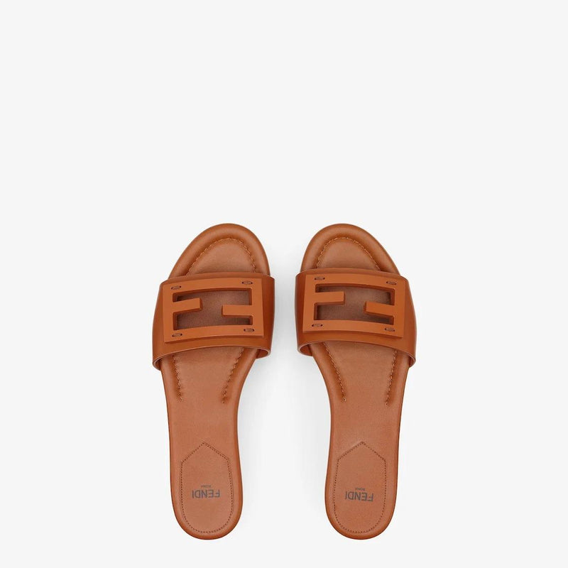 Fendi "Baguette" Slides In Leather