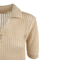 MC2 Saint Barth Beige Crochet Mesh Polo Shirt
