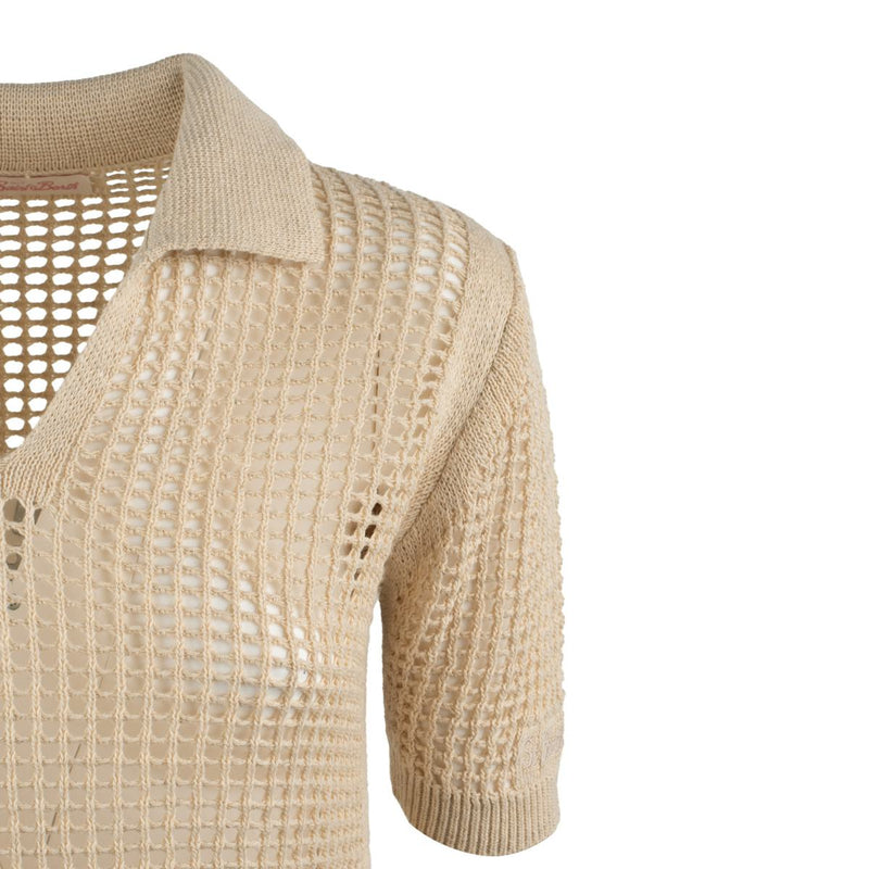 MC2 Saint Barth Beige Crochet Mesh Polo Shirt