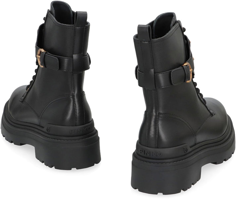 Pinko Mia Leather Combat Boots