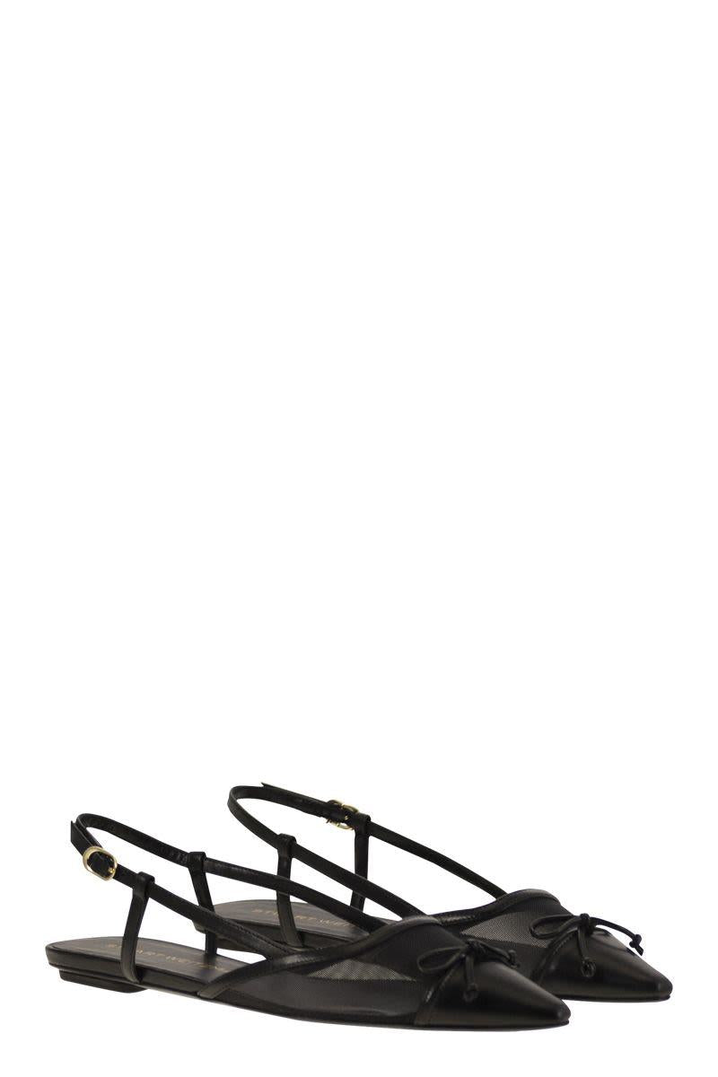 Stuart Weitzman Kitty - Leather And Transparent Fabric Slingback