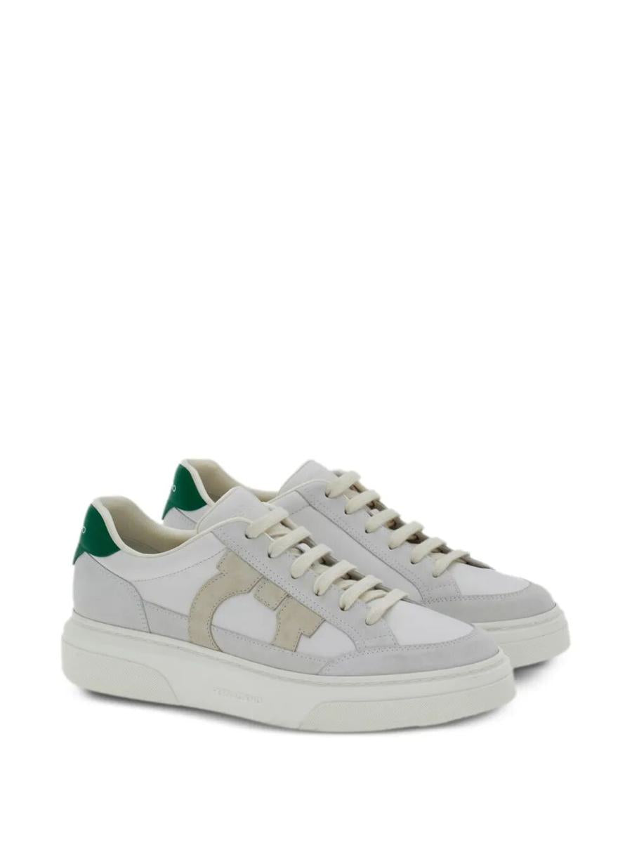 Salvatore Ferragamo Cassina Leather Sneakers With Gancini Patch Shoes