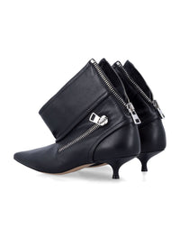 JW Anderson Black Leather Biker Kitten Heel Ankle Boot
