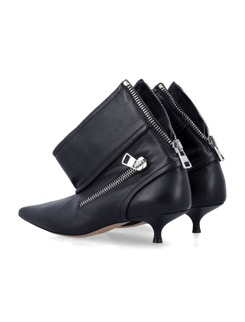 JW Anderson Black Leather Biker Kitten Heel Ankle Boot