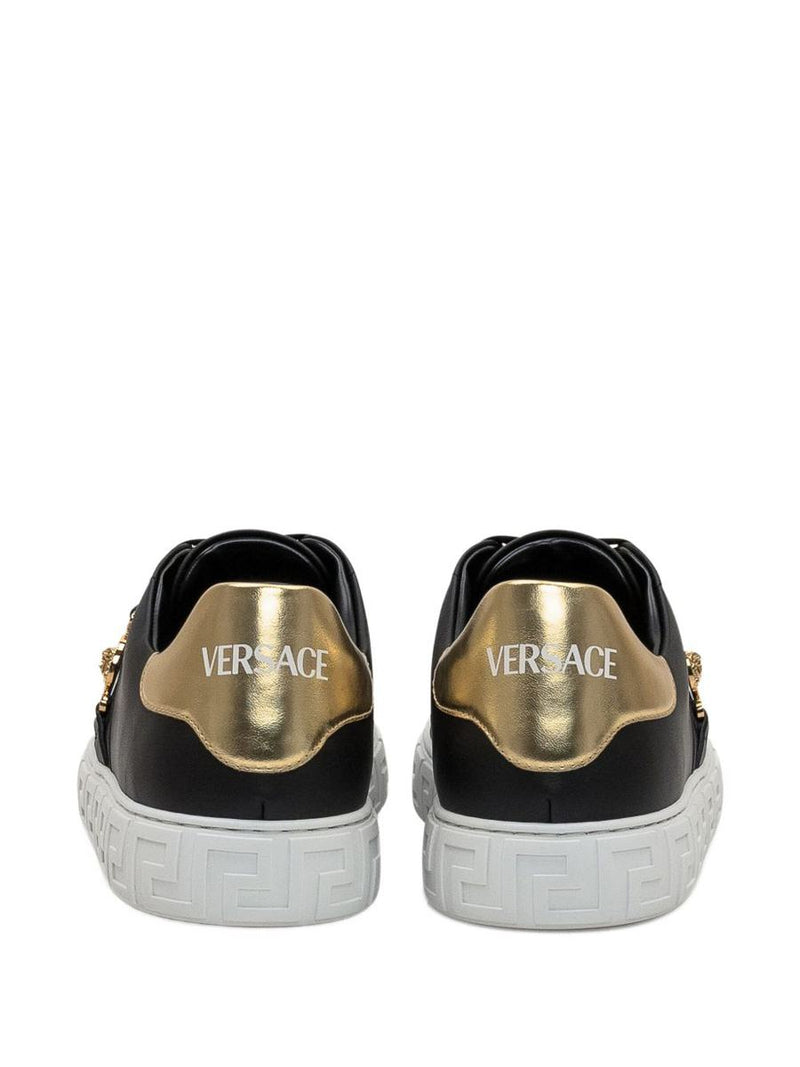 Versace Black Sneakers With Gold Detail