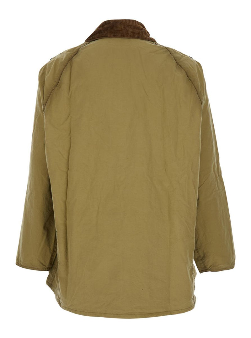 Beige Jacket With Contrasting Corduroy Collar In Cotton Man