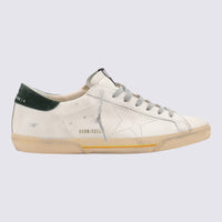 Golden Goose White And Green Leather Super Star Sneakers