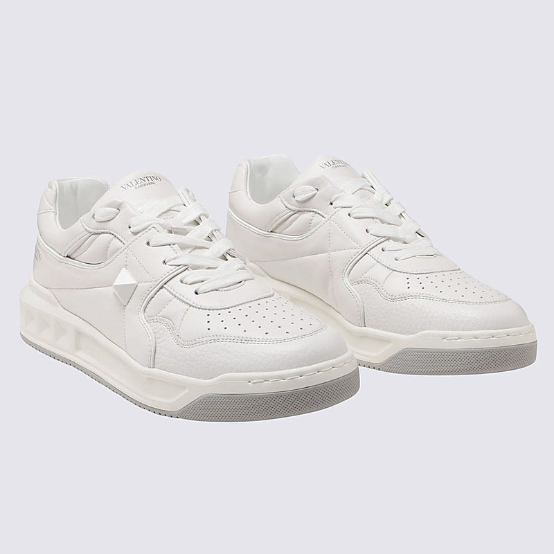 Valentino Garavani White Leather Low Top One Stud Sneakers