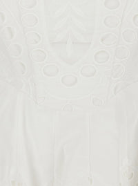 'Bail' White Dress With Sweetheart Neckline And Scalloped Edges In Cotton Blend Woman