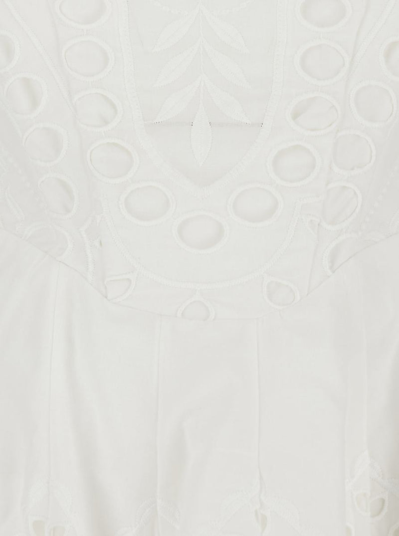 'Bail' White Dress With Sweetheart Neckline And Scalloped Edges In Cotton Blend Woman