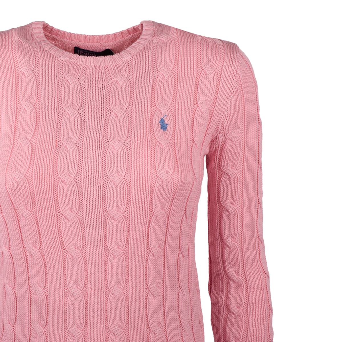 Ralph Lauren Pale Pink Cotton Cable-Knit Crew Neck Sweater