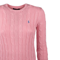 Ralph Lauren Pale Pink Cotton Cable-Knit Crew Neck Sweater