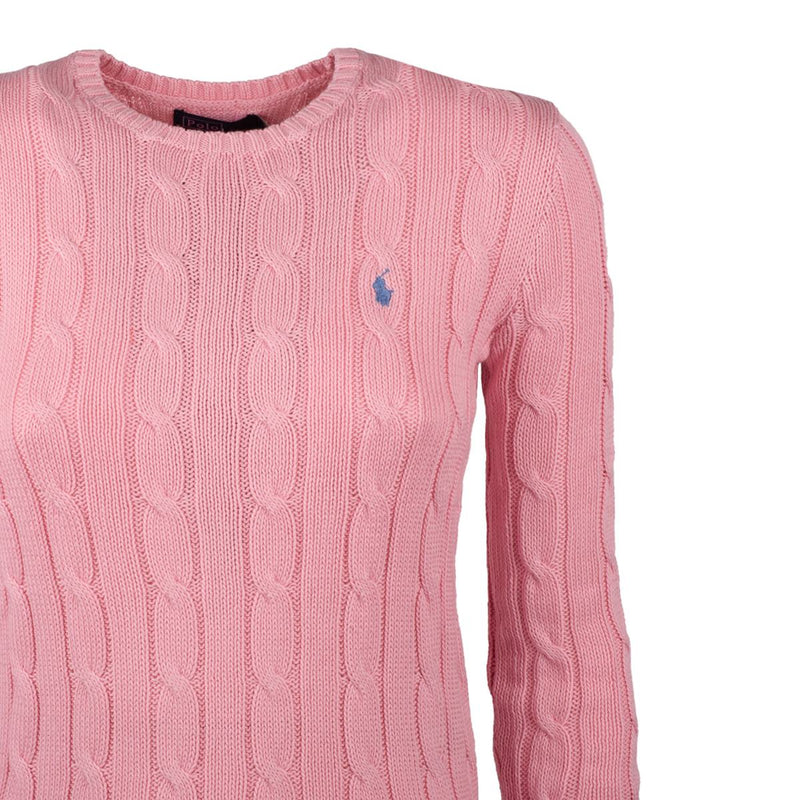 Ralph Lauren Pale Pink Cotton Cable-Knit Crew Neck Sweater