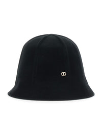 Black Bucket Hat With Logo Plaque On The Front In Cotton Woman