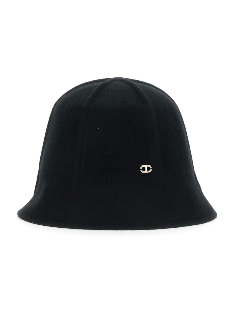 Black Bucket Hat With Logo Plaque On The Front In Cotton Woman