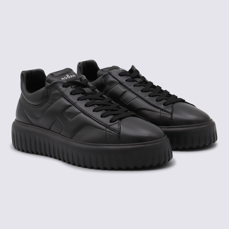 Hogan Black Leather Sneakers