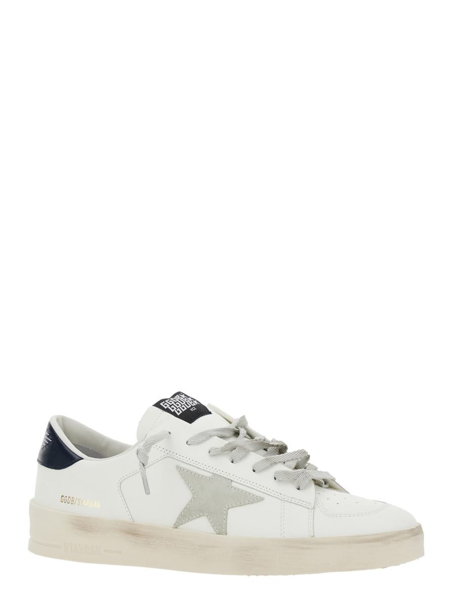 White Sneakers With Star Detail In Leather Man