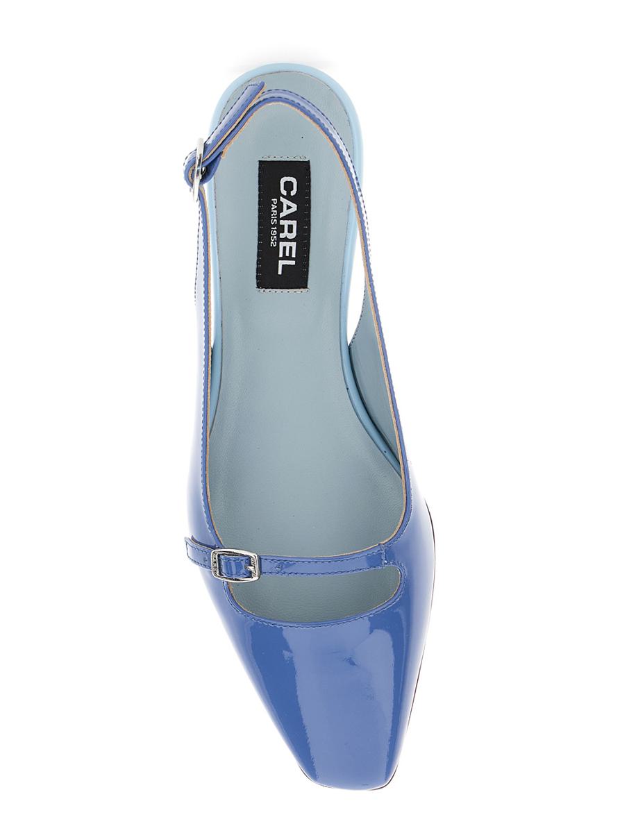 'Ninon' Blue Slingback Ballet Shoes In Leather Woman