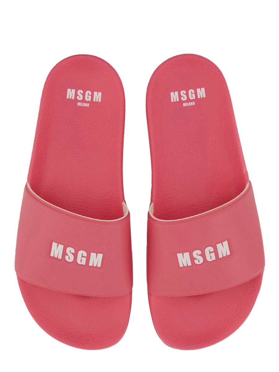 Msgm Slide Sandal With Logo