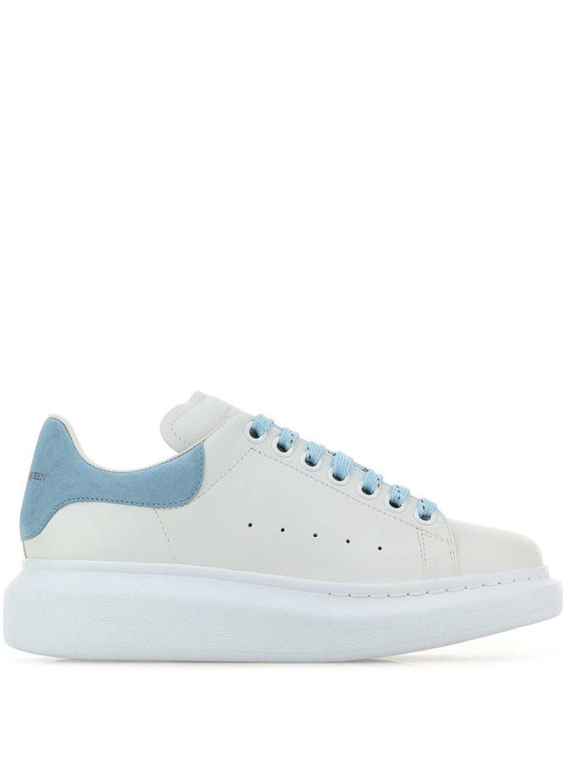 Alexander McQueen Oversize Sneakers In White And Light Blue Calf Leather