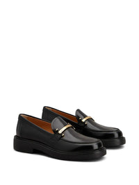 Tod'S Leather Loafers With Metal Bar Shoes