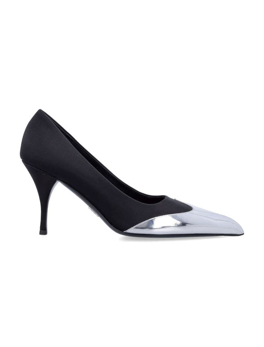 Prada Satin And Metallic Leather Pumps