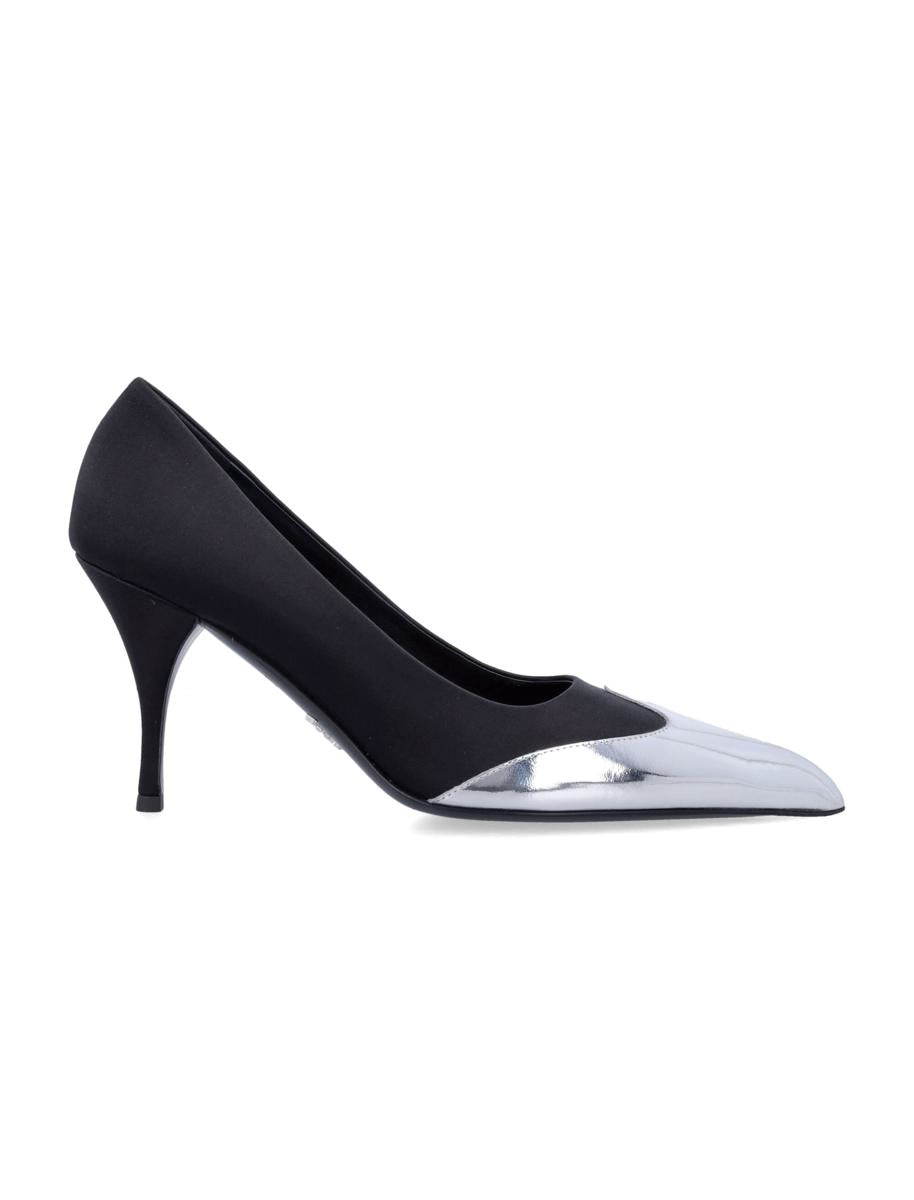 Prada Satin And Metallic Leather Pumps